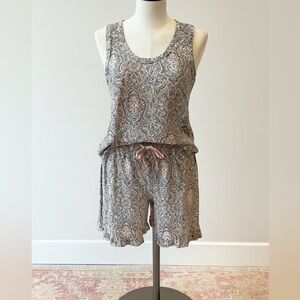 Ink & Ivy Large Women's Super Soft Sleepwear Set - Gray and Pink Tank & Shorts